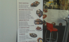 Restaurante Platos Rotos, carta