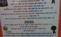 Alfredo's BBQ, carta hamburguesa precio