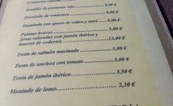 Restaurante Plaza Mayor, carta precio