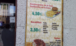 Taberna La Pepa, carta bocadillos, sándwich