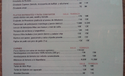 Topanco, carta restaurante precios