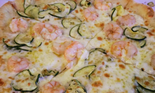 Sapore Di Pizza, pizza Calabacin con gambas y mozzarella 