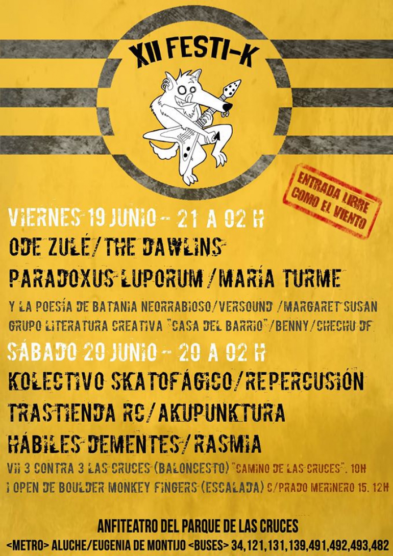 Festival gratis jullio 2015, Festi-k , cartel programa completo