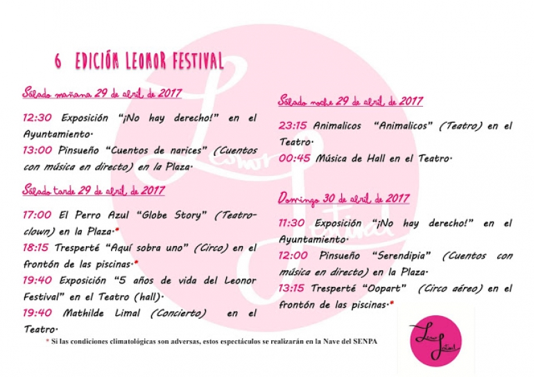 Festivales gratis por España en ABRIL 2017, Festival Leonor Soria