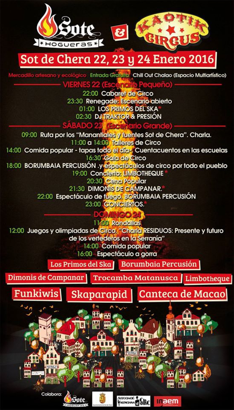 Festivales gratis por España en Enero 2016, Hogeras & Kaotic Circus Sot de Chera