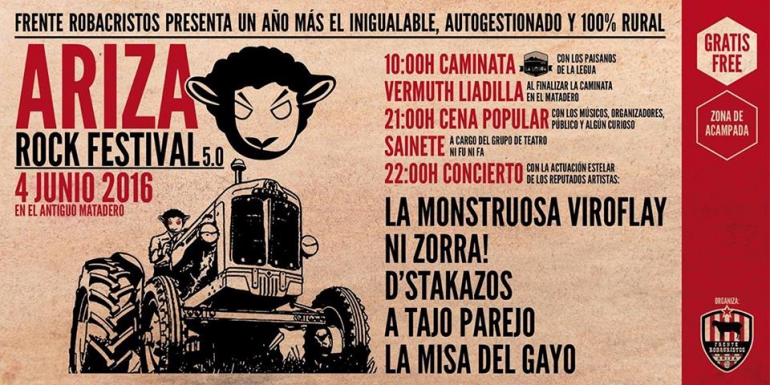 Festivales gratis por España en JUNIO 2016, Ariza Rock festival 